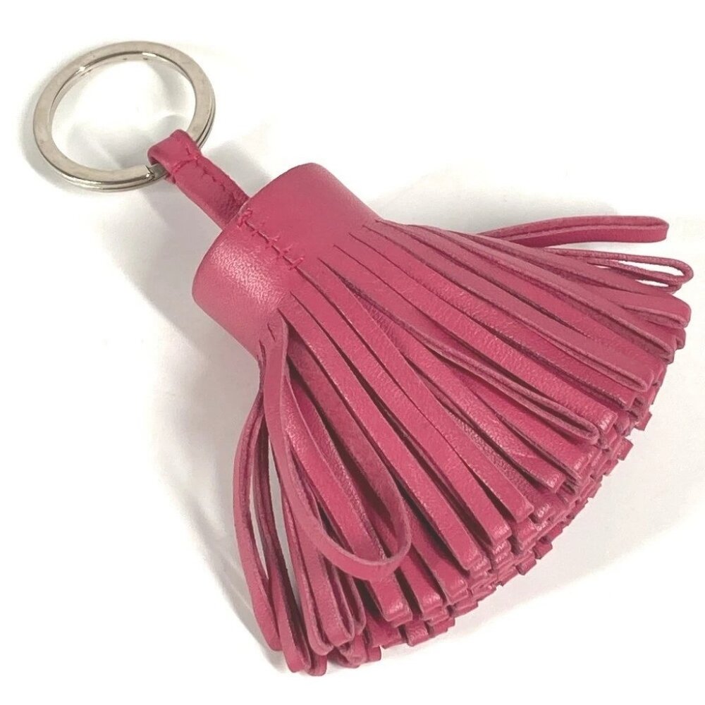 HERMES Fringe tassel Carmen Bag Charm Key Holder Leather / Metal pink